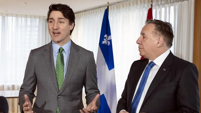 加拿大总理贾斯廷·特鲁多和魁北克省省长弗朗索瓦·勒戈（François Legault）